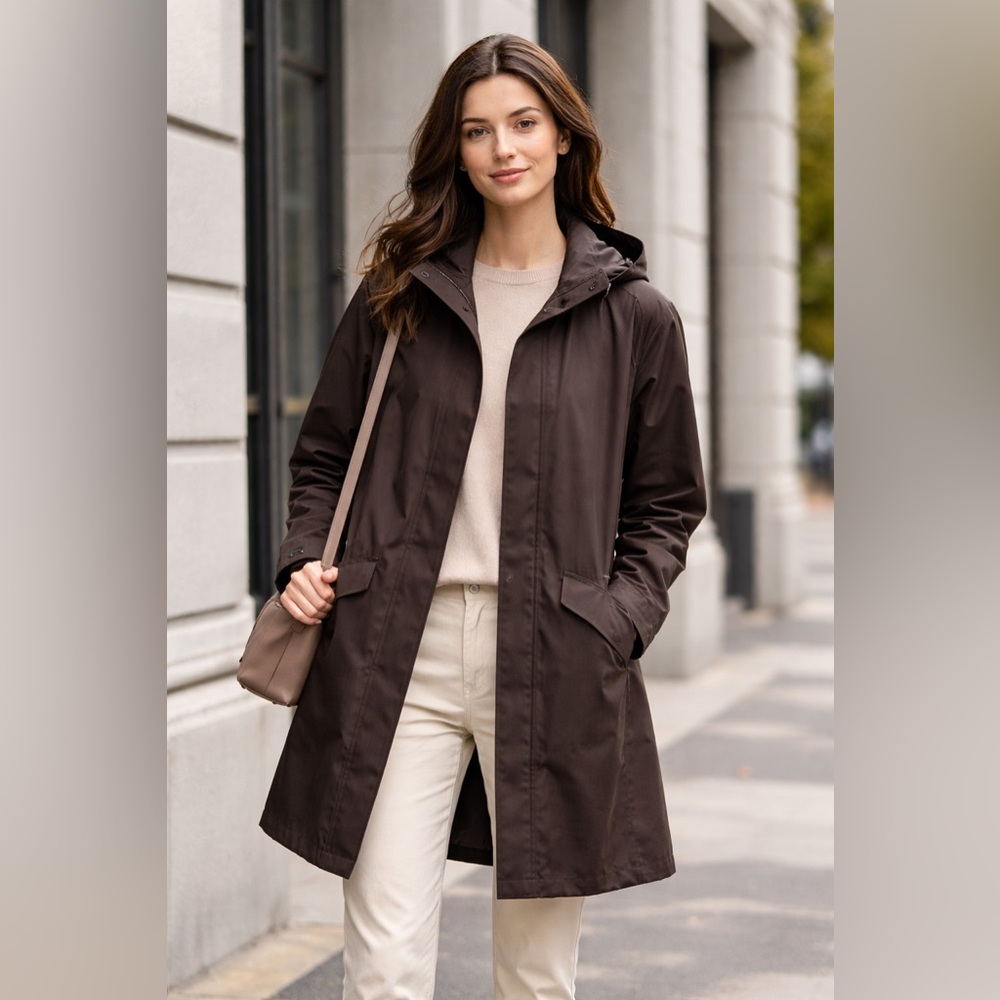 UNIQLO Lightweight Hooded Raincoat – Dark Chocolate Brown